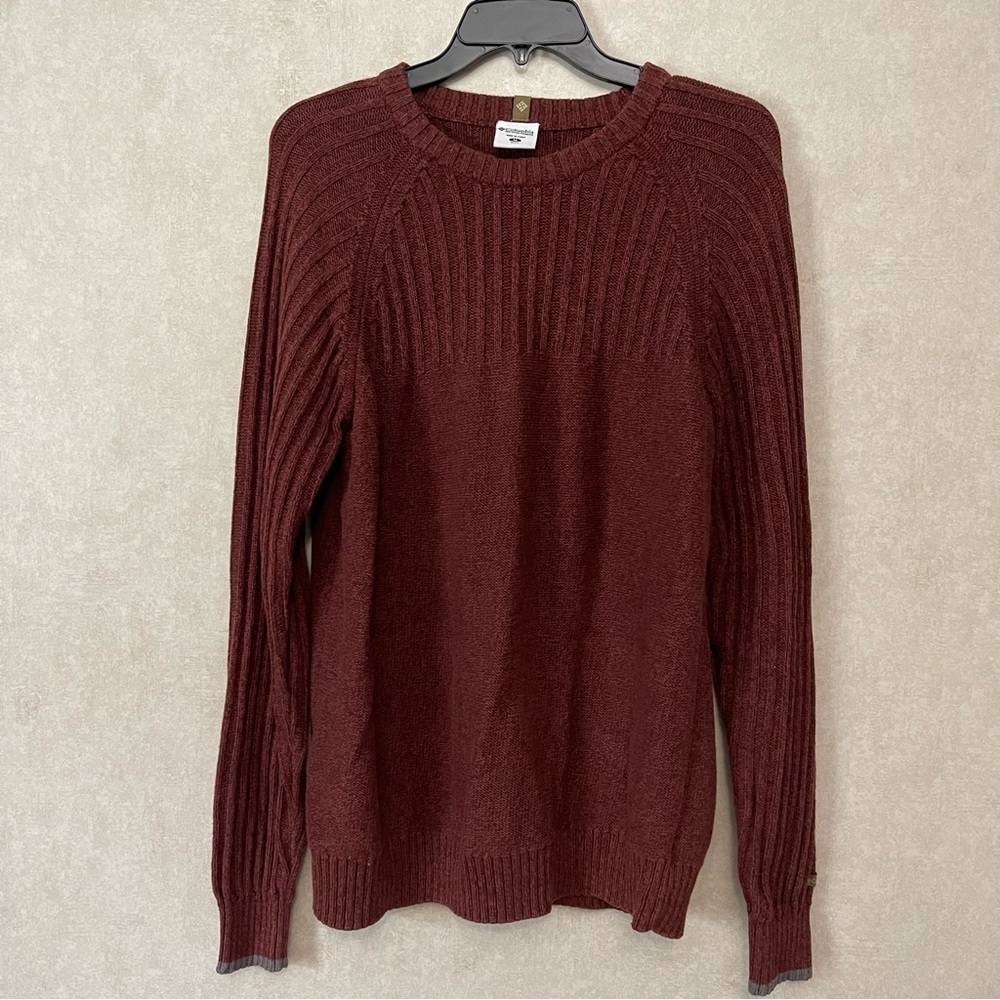Columbia Heavy Knit 100% Cotton Rust Color Sweater Men's Medium